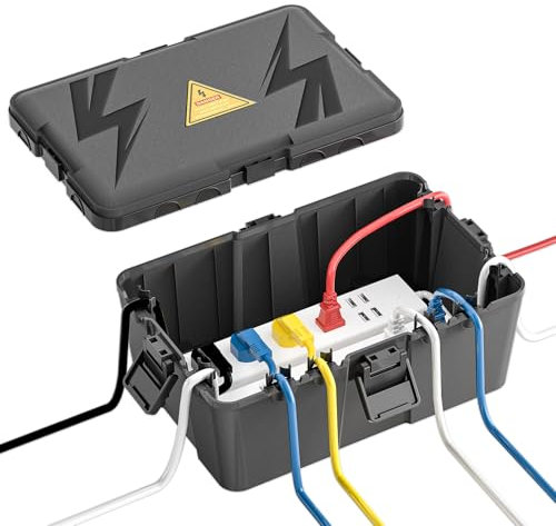 FGB Large Weatherproof Electrical Box(12.6 x 8.6 x 5.1 inch)- IP54 Waterproof Outdoor Extension Lead Cover-Protect Holiday Light, Timer, Outlet, Plug, Sockets (Not Included)