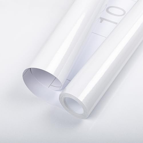 Hode Klebefolie Möbel Möbelfolie Weiß Glitzer Hochglanz Weiss Selbstklebende Folie, für Möbel Küchenschränke Fensterbank, Schrankfolie Küchenfolie Wandschutzfolie Selbstklebend Hochglanz 40cmx3m