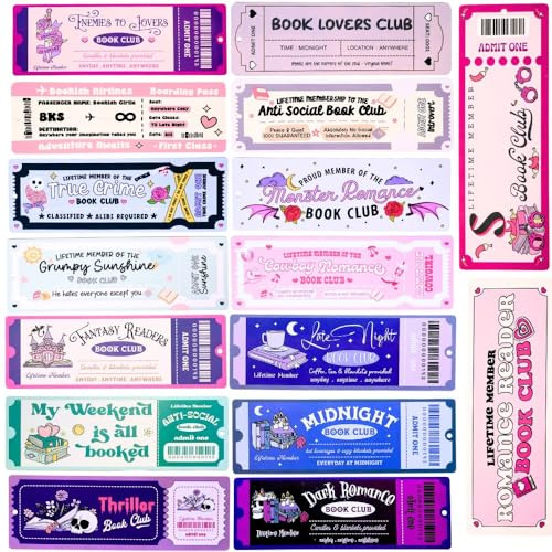 16PC Cute Bookmarks Set Funny Bookmark Sets for Women Bookish Page Markers Book Clubs Lovers Dark Romance Anti Social Fantasy Thriller True Crime Booktok Club Readers Accessories Supplies Gifts Bulk
