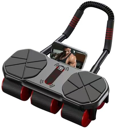 Rouleau abdominal - Rouleau d'entraînement abdominal - Appareil de musculation silencieux - Pour hommes, adultes, adolescents, sportifs, débutants - Avec protection des genoux - Poignée antidérapante