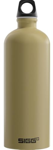 Sigg - Alu Trinkflasche - Traveller Caramel Sand - Swiss Made - Klimaneutral Zertifiziert - Für Kohlensäurehaltige Getränke Geeignet - Auslaufsicher - Federleicht - BPA-frei - Outdoor - Beige - 1L