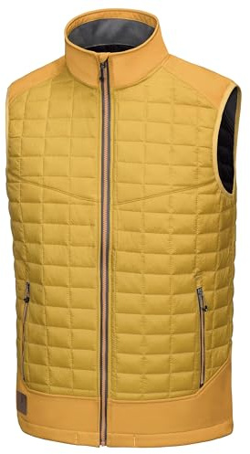 Little Donkey Andy Men’s Lightweight Puffer Vest, Warm Outdoor Sleeveless Jacket for Hiking Travel Running Mustard Yellow S