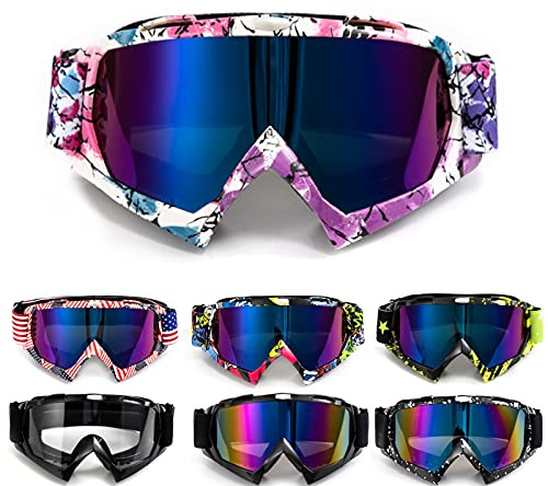 APEBAZY Occhiali Moto Motocross Occhiali per Moto da Cross Occhiali ATV Fuoristrada da Corsa MX Occhiali da Guida Impermeabili Anti-Appannamento UV Occhiali da Sci