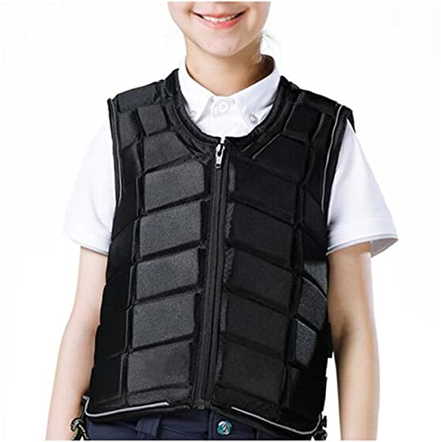 FHUILI Professionelle Sicherheitsreitweste - Reitweste für Kinder - Körperschutz mit atmungsaktivem Tuch und stoßdämpfendem EVA für Outdoor-Reittraining (mittelgroß)