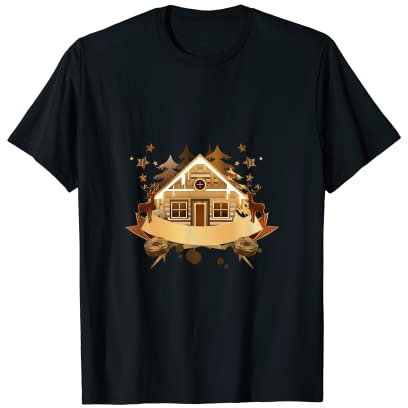 Cabane confortable avec bannière en hiver T-Shirt