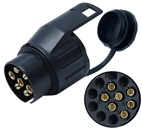 CCLIFE 7 to 13 Pin Adapter Plug with Gasket, Universal for Trailers, 12 V Power Supply for Car Trailer, Bicycle Trailer, Trailer Adapter Plug
