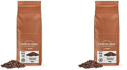 by Amazon - Café en grano entero, tueste claro, Espresso crema - Certificado Rainforest Alliance, 500g, paquete de 2, (anteriormente marca Happy Belly)