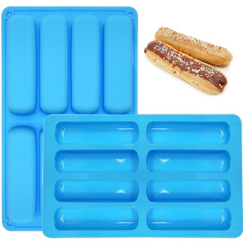 YXHZVON 2 stampi in silicone con barrette per cereali, 8 stampi in silicone, facili da sciogliere per cioccolato, pane, muffin, brownie, pane di corteccia, cheesecake (blu cielo)