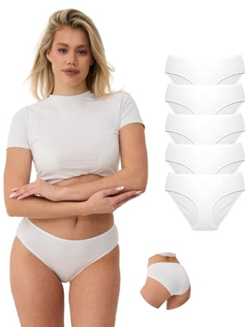 ALYA Ropa Interior Premium para Mujer, Algodón Orgánico, Braguitas de Talle Medio Transpirables, Paquete Múltiple, Bragas Cómodas y Elásticas (S - 3XL)