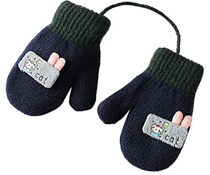 JIAHG Unisex Kinder Fäustling Baby Winter Handschuhe Gloves Fausthandschuhe Halshandschuhe Dicke Warm Strickhandschuhe Kinder Skihandschuhe Laufhandschuhe mit schnur