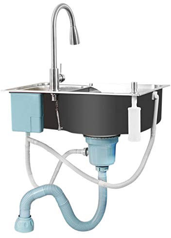 Einbauwaschbecken Aus Edelstahl Zum Einbau In Die Küche, Mit Seifenspender Und Ablaufgarnitur, Inklusive Schallabsorbierendem Design