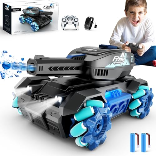 4DRC Y1 RC Tank That Shoots,Gesture Sensing Rc Stunt Car with Light & Music, Remote Control Tank Shooting Water Bullet Ball, Remote Control Car for Boys 6 8-12, Kids Toy gifts Birthday