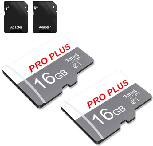 2 Pack Tarjeta De Memoria 16GB con Adaptador SD, Tarjeta De Memoria De Alta Velocidad, UHS-I C10 A1, Tarjeta TF para Tablet/Móvil/Fotocámara/Audio del Coche/Consola De Juegos (TF183 16GB)