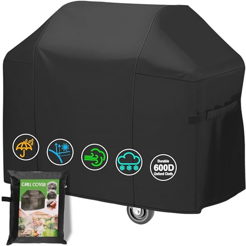 SEYBAO Grillabdeckung Wetterfest 600D Oxford-Stoff Grill Abdeckplane Wasserdicht Gasgrill Hochleistungs Universelle Staubdicht Schutzhülle Haube Abdeckplane UV & Reißfest BBQ Cover, 145 * 61 * 117cm