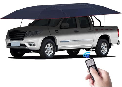 LSHFYV Posto Auto Coperto Pieghevole per Protezione Solare, Posto Auto Coperto Mobile per Tenda Universale per Auto, Ombrello per tettoia per Auto per Tenda Esterna con Telecomando,Navyblue-420x210cm