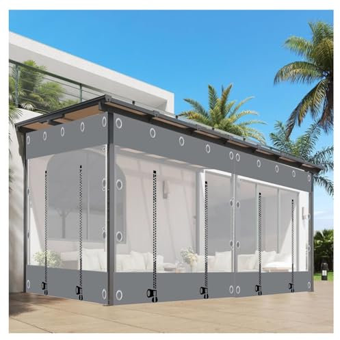 ZXCASDF Waterproof tarpaulin transparent curtains,Transparent Tarpaulin Side Panels With Zip Doors,Outdoor tent side panels with zipper - with grommets，Vinyl Patio Enclosure(H1.5xW2m/H4.9xW6.5ft)