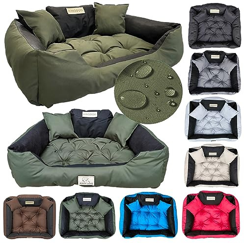 KING DOG Letto per Cani Grande Taglia L 100x75 cm | Cuscino Impermeabile | Divano Adatto al Lavaggio | Cuccia Interno | Brandina Verde