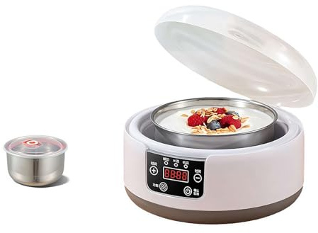 Ainiupi yoghurtmaskin med temperaturkontroll, yoghurtmaskin med justerbar temperatur och tidskontroll, multifunktionell elektrisk yoghurtmaskin för att göra yoghurt/natto/risvin