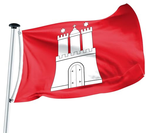 FLAGLY Premium Flagge Hamburg – MADE IN GERMANY - hochwertige Flagge in verschiedenen Größen & Formaten (Hochformat & Querformat) – witterungsbeständig