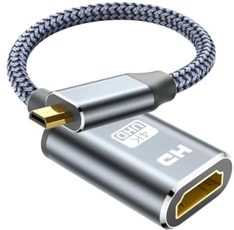 HLLYLL Micro HDMI auf HDMI Adapter 4K@60Hz Stecker auf Buchse, kompatibel mit Raspberry Pi 4, Hero Black, Kamera, Laptop. (30cm)