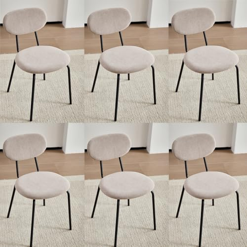 JZGORC Set di 6 Sedie da Pranzo, Sedia da Cucina Impilabile, Sedia da Pranzo Moderna Imbottita con Gambe in Metallo Nero per Soggiorno, Sala da Pranzo, Cucina, Camera da Letto - Cachi