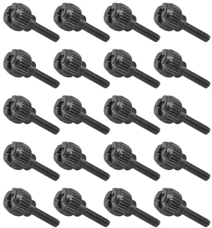 sourcing map 20 Pcs M3x12mm PC Computer Case Thumbscrews, Carbon Steel Nickel Plated Knurled Thumb Screws Bolts Fasteners for Computer Cover, Motherboard, Fan, Power Supply, Black