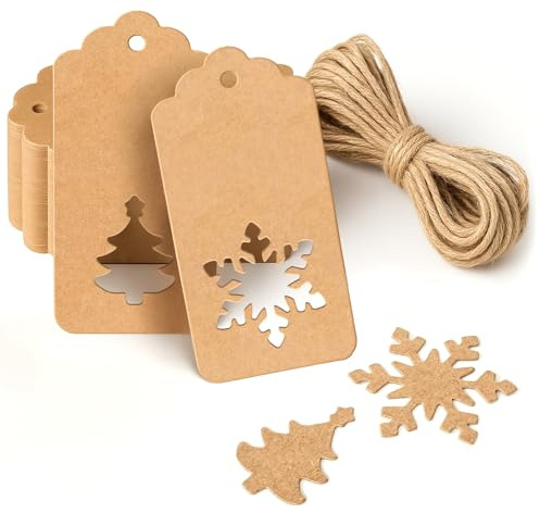 Gift Tags 50 Pieces Blank Brown Paper Tags with String 5 x 9.3 cm for Christmas Kraft Paper Color