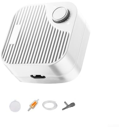 Bomba de oxígeno silenciosa ajustable de 345 W con motor de cobre y control magnético dual, compresor de bajo ruido para acuarios y peceras (5 W)