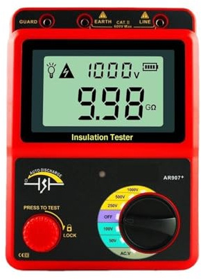 Megohmmeter 500V Högspänning Elektroniskt Skakbord 1000V Elektriker Högresistansmätare 2500V Isolationsresistanstestare Snabba Exakta Mätresultat(AR907+)