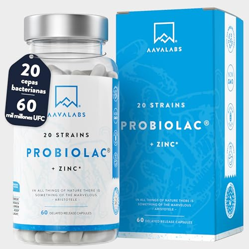 Probioticos y Prebioticos Intestinales [ 60 mil millones de UFC ] 20x Cepas bacterianas (Incl. Acidophilus & Bifidobacterium) + Inulina por dosis - Zinc Agregado para Apoyo Inmunológico - 60 Cápsulas