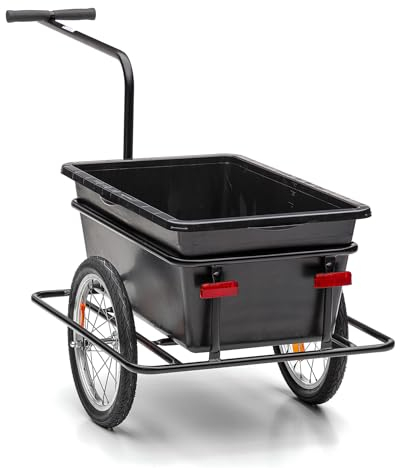 Roland Fahrradanhänger Big Boy, Lastenanhänger, Handwagen, mit Hochdeichsel (B), Kupplung, für Transport, Schwarz