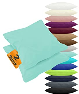 npluseins 2er Pack Kissenbezüge aus Jersey-Baumwolle in unifarbenem Design 1179.1539, ca. 40 x 40 cm, Mint