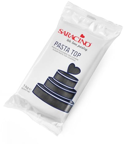 Saracino Top Pâte à Sucre pour Recouvrir 1000g Fondant Made in Italy - Couleur Noir