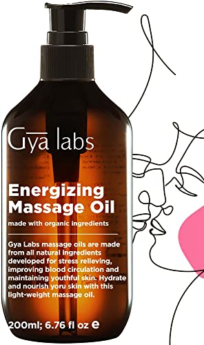 Gya Labs Energetisierendes Massageöl für Muskelkater - 100% Reines Natürliches Wärmendes Massageöl in Spa-Qualität für die Haut, Männer und Damen (200 ml)