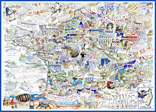 Comical Map Of France, Artwork By Tim Bulmer - 1000 Piece Puzzle For Adults, Large Puzzle 66cm X 50cm In Size. Challenging To Complete But Fun And Humorous. Makes A Great Gift For Birthdays