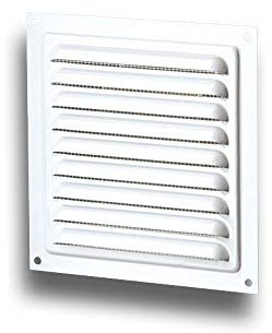 Chapa de rejilla de ventilación (metal, 125 x 125 mm), color blanco
