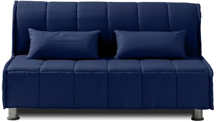 EVERGREENWEB - Divano Letto 3 Posti con Materasso Matrimoniale 160x190 Ortopedico, Prontoletto RICHIUDIBILE con Rivestimento SFODERABILE e Lavabile, Coppia Cuscini SUPERSOFT Abbinati color Blu EVENING