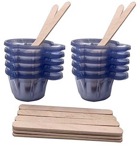 HOINCO Mixing Cup 100pk,40ml Epoxy Resin Mixing Cups, Clear Disposable Plastic Cups for Mixing Paint, Epoxy, Resin Crafts DIY with 20 Pack Wooden Stirring Sticks