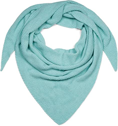 styleBREAKER Sciarpa triangolare da donna in maglia morbida con motivo a chicchi di riso, tinta unita, in misto lana, made in Italy, 190x72 cm, colore:Verde-menta