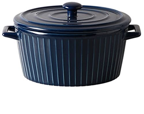 XXXXW Braising Pans Ceramic Casserole Soup Potwith Lid, 1600Ml Ceramic Bakeware Soup Bowl Casserole Dish (Color : Blue)