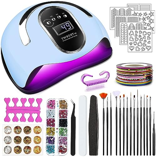 TWBEST Nageltrockner,168W UV LED Lampe für Nägel mit 4 Timer Auto Sensor LCD Display,Nagellacktrockner Abnehmbare,LED UV Trockner Nagellampe für Gelnägel Finger/Zehennagel Nagelstudio Lampe