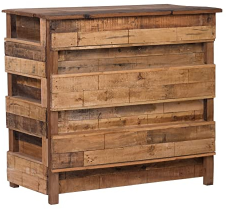 DESIGN DELIGHTS Rustique COMPTOIR de Bar Basta | 150x100x50 cm (lxhxp), Bois Massif | Armoire à vin, Armoire de Bar, minibar, comptoir à vin Vintage, comptoir de Vente, Bar en Bois