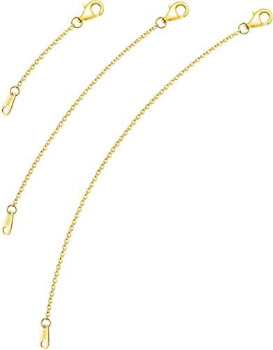 925 Sterling Silver Necklace Extender Gold Necklace Extender Gold Chain Extenders for Necklaces 2, 4, 6 Inches