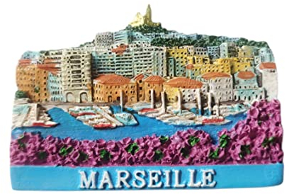 Marseille France 3D Fridge Magnet Souvenir Gift,Resin Handmade Marseille Refrigerator Magnet Home & Kitchen Decoration Collection