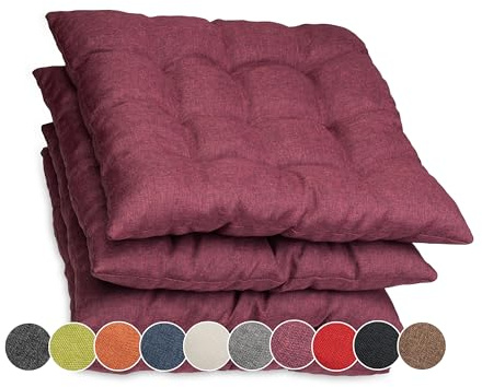 sunnypillow 4er Set Stuhlkissen mit Bändern 40x40 cm - Bequeme Polsterauflage 8cm dick - Auflage für Stühle/Bänke in Haus und Garten Sitzkissen Sitzauflage Gartenkissen Outdoor/Indoor - Violett
