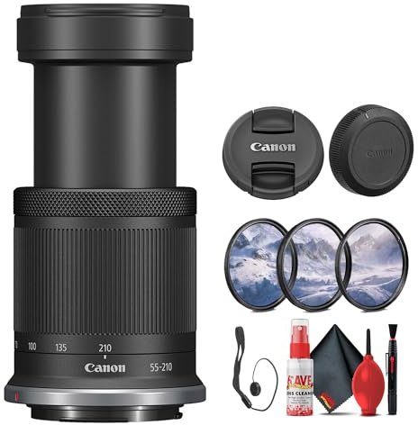 Canon RF-S 55-210mm f/5-7.1 is STM Lens (Canon RF) for Landscape, Portrait, & Travel Photos/Videos (5824C002) + Filter Kit + Cap Keeper + Cleaning Kit