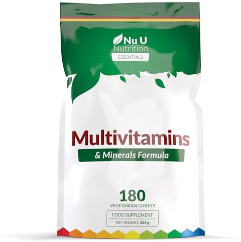 Multivitaminico Completo - 180 Compresse - 25 A-Z Multivitamine e Minerali Essenziali per Uomo e Donna - 6 Mesi di Scorta - Adatto ai Vegetariani - Prodotto in Europa - Integratore Nu U Nutrition