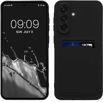 kwmobile Fodral kompatibelt med Samsung Galaxy A56 5G Fodral - Mobiltelefon Bakfodral med Korthållare - Mjuk TPU Silikon Svart