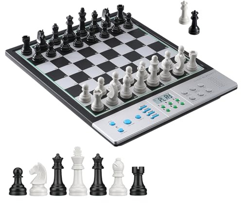 LC2B - Set di scacchi elettronici avanzati con motore ELO 2200+ e tutor parlante AI, scacchiera elettronica di dimensioni comode, perfetta per gli amanti degli scacchi, set di scacchi per computer
