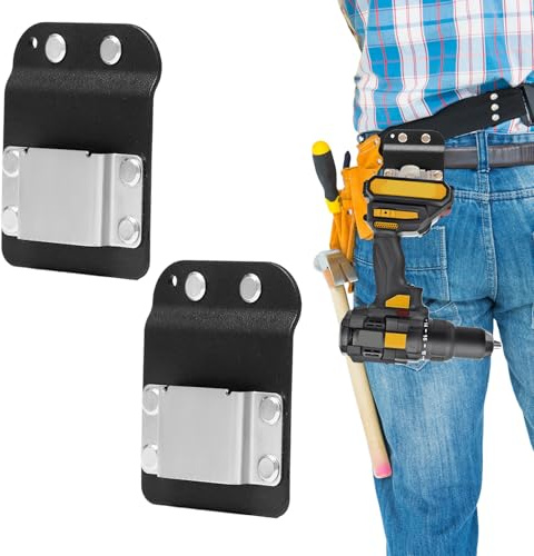 Bofanze 2 Pezzi Supporti per Metro a Nastro Fondina per Trapano Porta Martello da Cintura Porta Attrezzi da Cintura Cintura Porta Attrezzi in Acciaio Inox per Metri a Nastro,Trapani